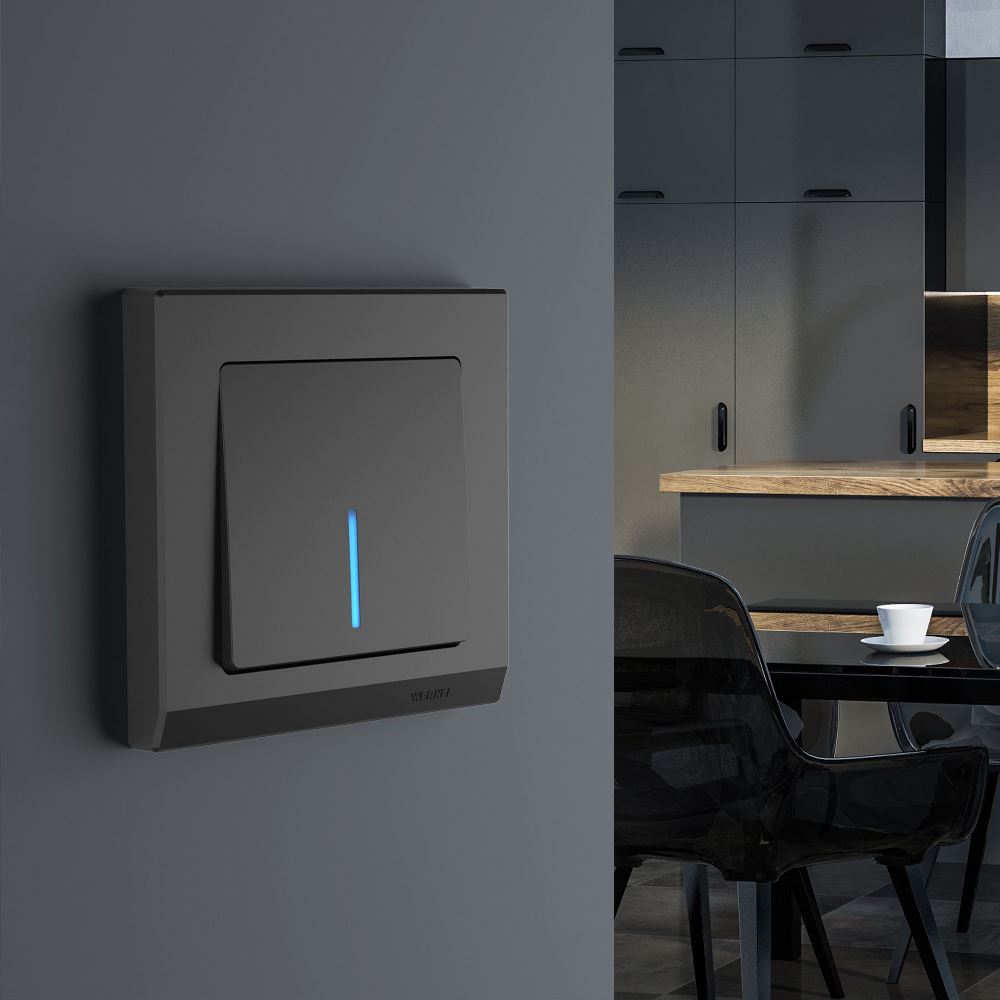 Выключатель одноклавишный встраиваемый Werkel с подсветкой Черный матовый W1110108 — изображение 2