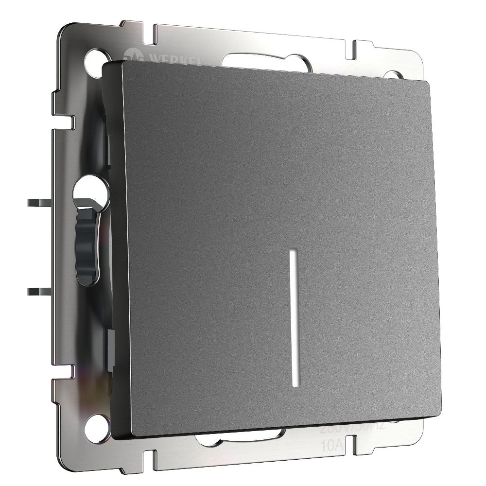 Выключатель одноклавишный встраиваемый Werkel с подсветкой Графит матовый W1110164