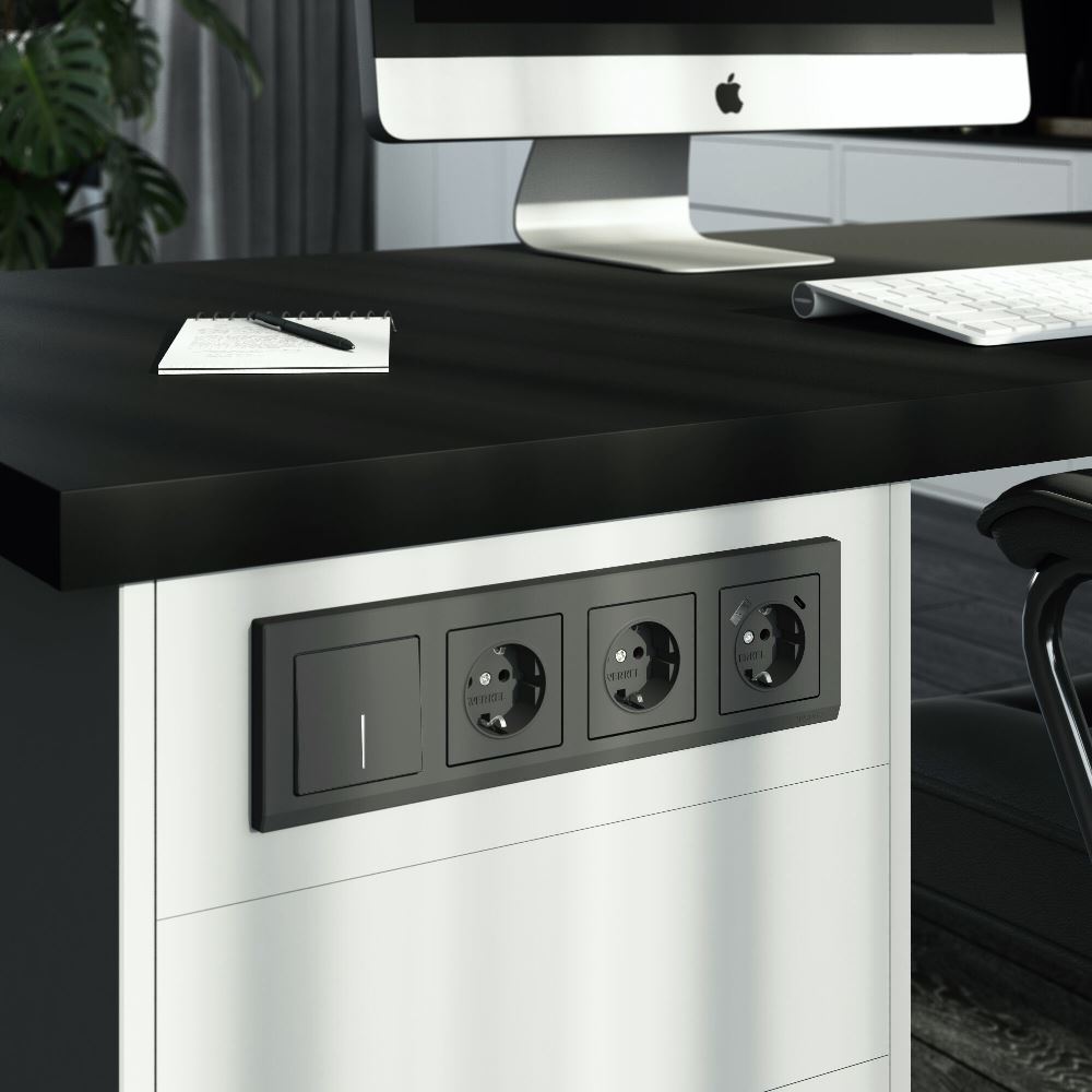 Выключатель одноклавишный встраиваемый Werkel с подсветкой Графит матовый W1110164 — изображение 2