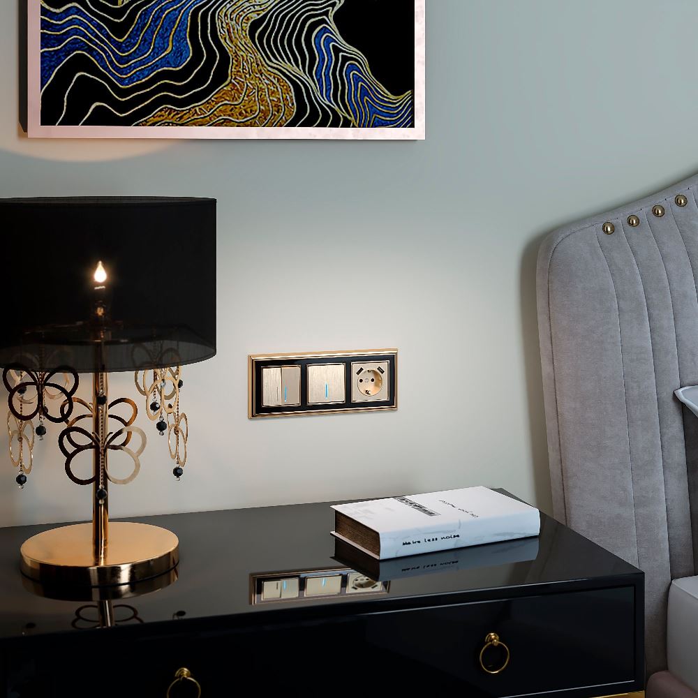 Выключатель одноклавишный встраиваемый проходной Werkel с подсветкой Шампань рифленый W1112110 — изображение 2