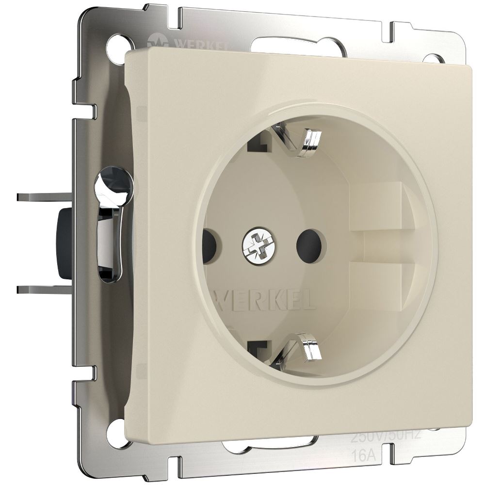 Розетка встраиваемая Werkel с заземлением и шторками Слоновая кость W1171103