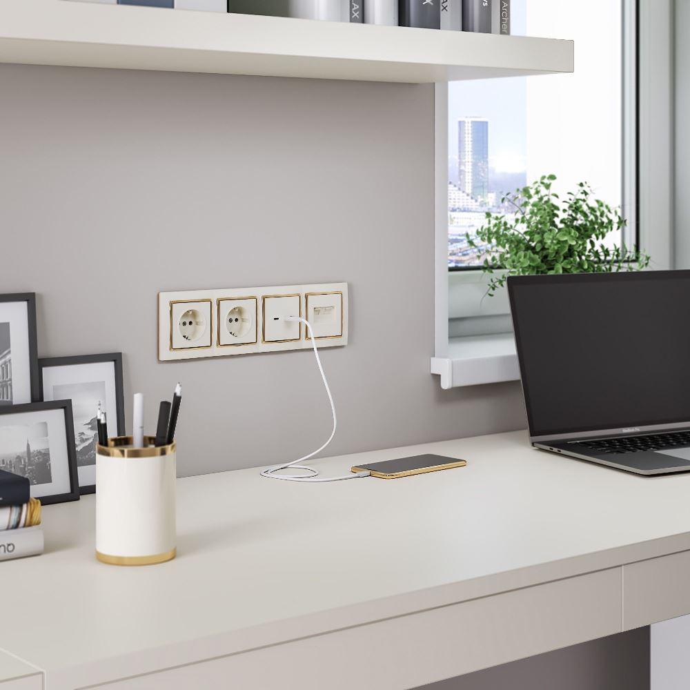 Розетка встраиваемая Werkel с заземлением и шторками Слоновая кость W1171103 — изображение 2