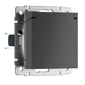 Розетка встраиваемая влагозащищенная Werkel с заземлением, шторками и защитной крышкой Графит матовый W1171264