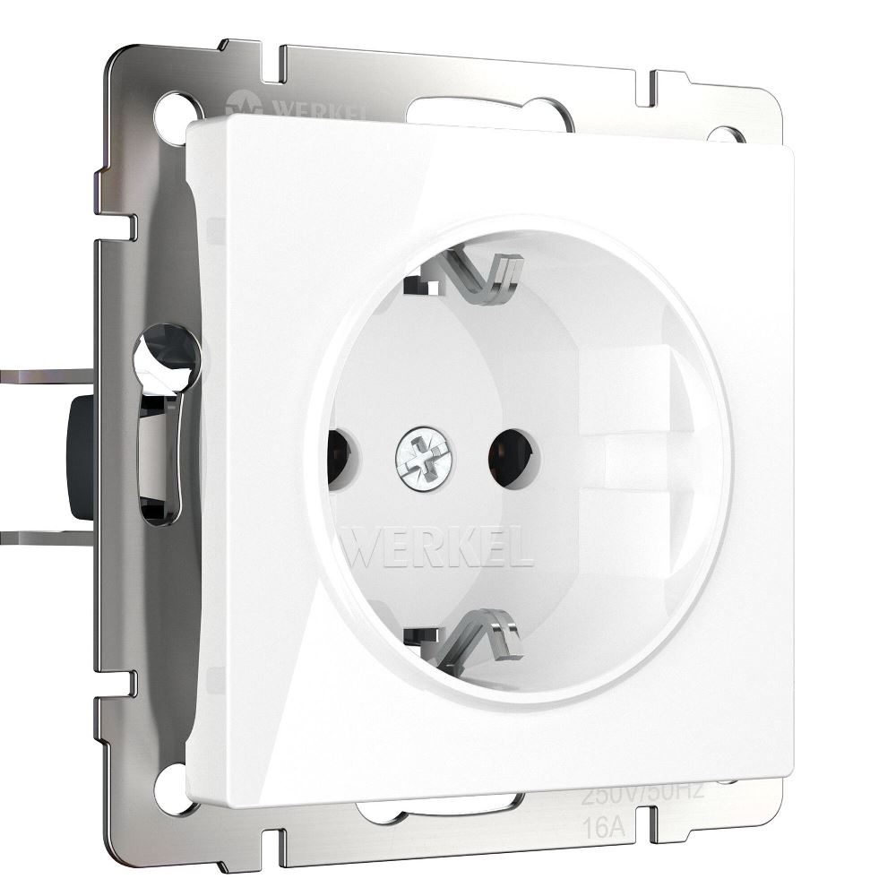 Розетка встраиваемая Werkel с заземлением, безвинтовой зажим Белый W1171301
