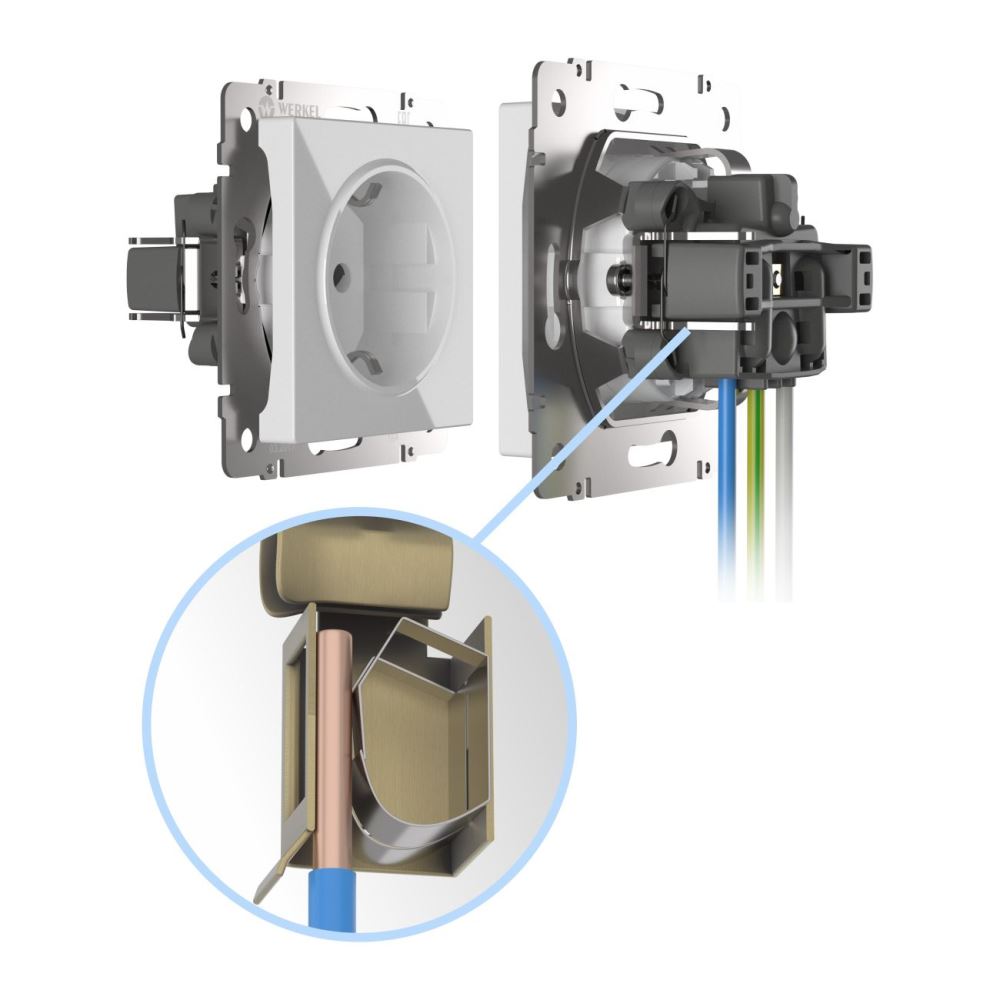 Розетка встраиваемая Werkel с заземлением, безвинтовой зажим Белый W1171301 — изображение 4