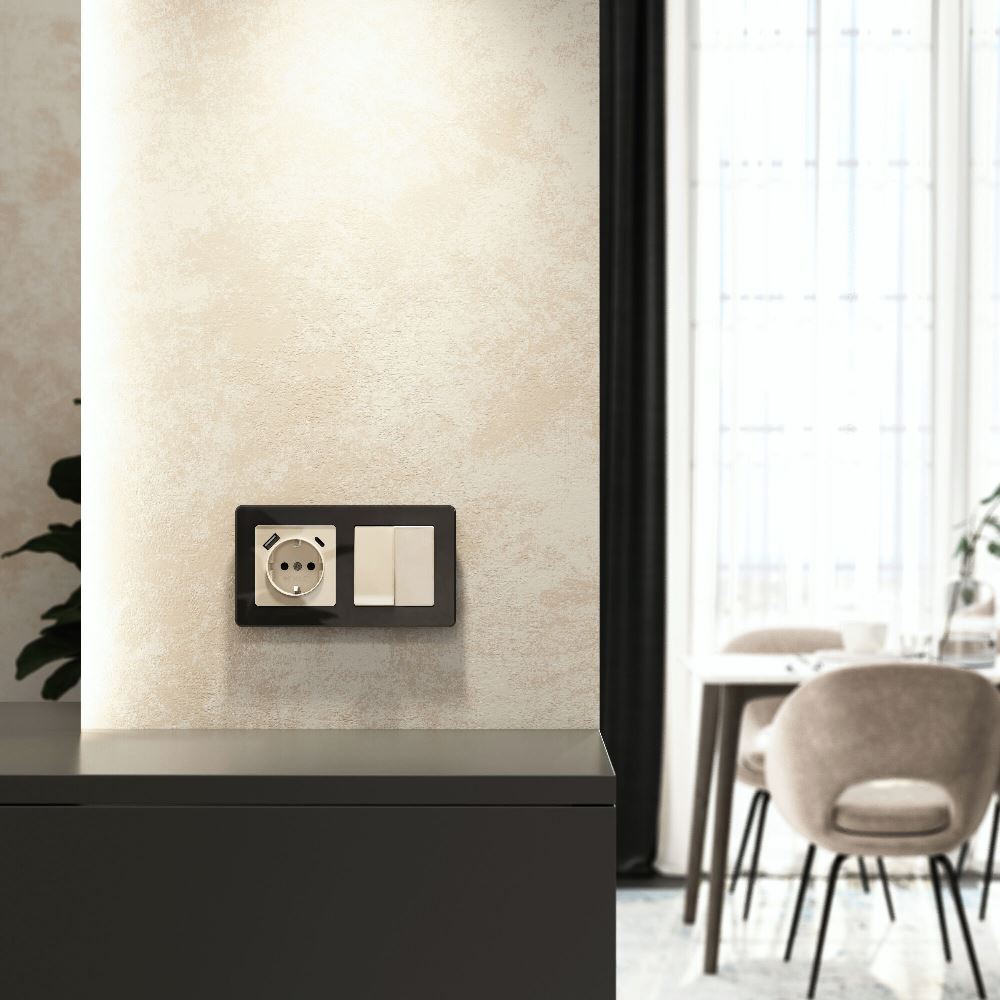 Розетка встраиваемая Werkel с заземлением, шторками и USB тип A+C Айвори W1171743 — изображение 2