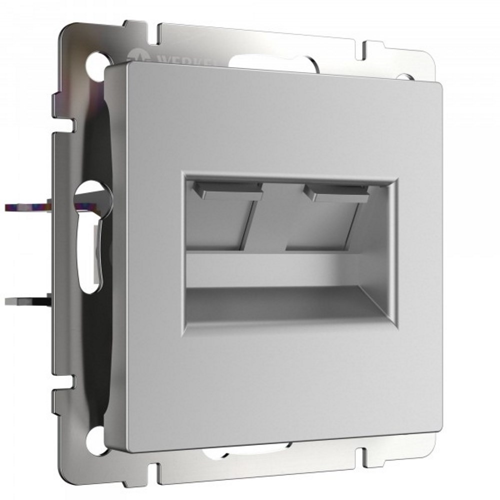 Розетка встраиваемая двойная Ethernet Werkel RJ-45 Серебряный W1181106