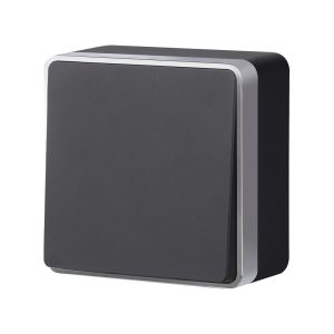 Выключатель одноклавишный накладной Werkel Черный с серебром W5010034