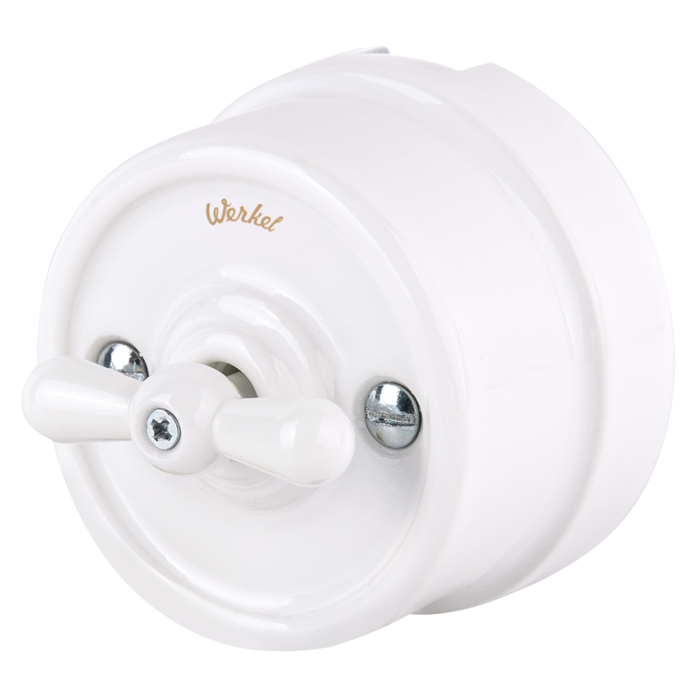 Выключатель двухклавишный накладной Werkel Ретро на 4 положения Белый W5620001