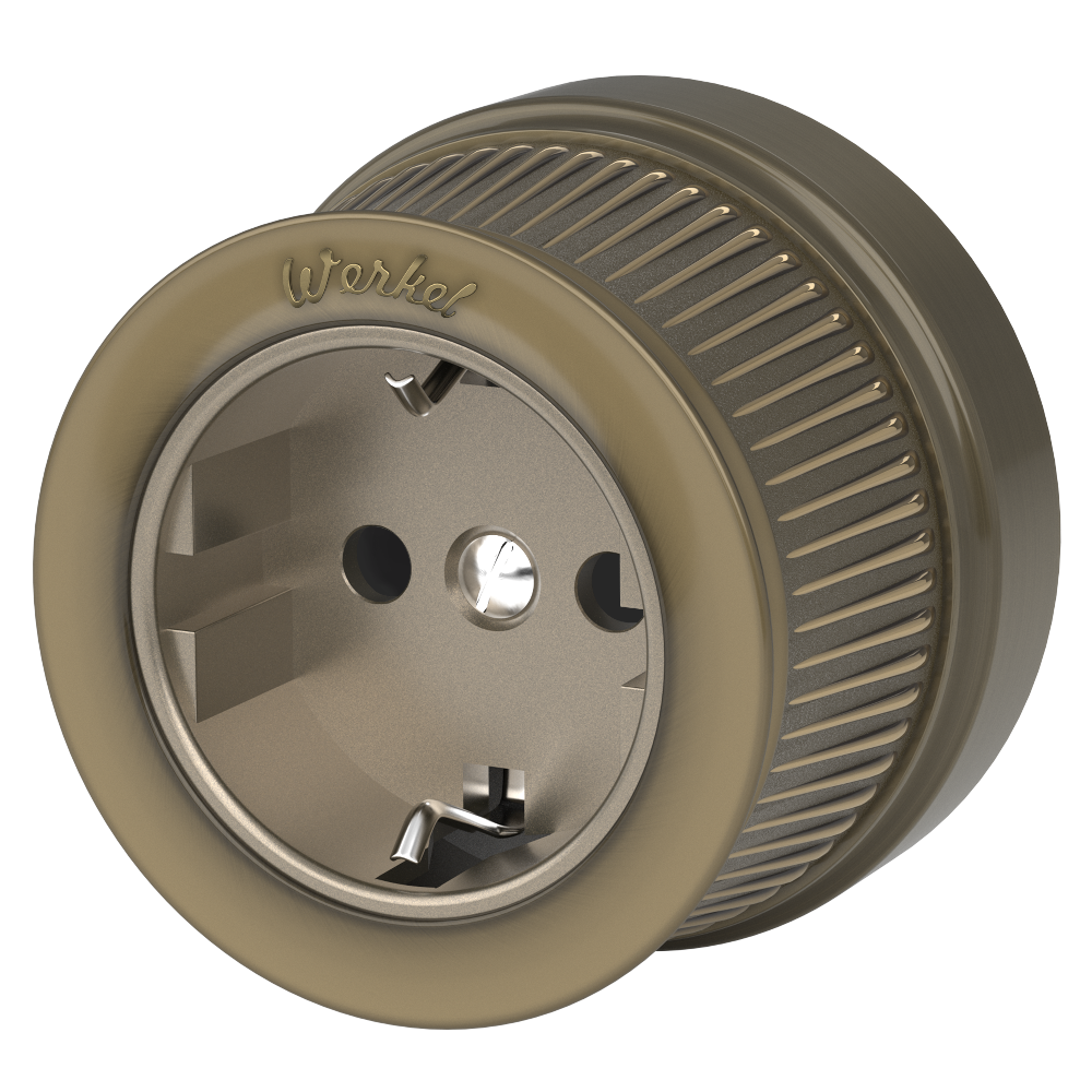 Розетка накладная Werkel Ретро с заземлением Бронза W5771012