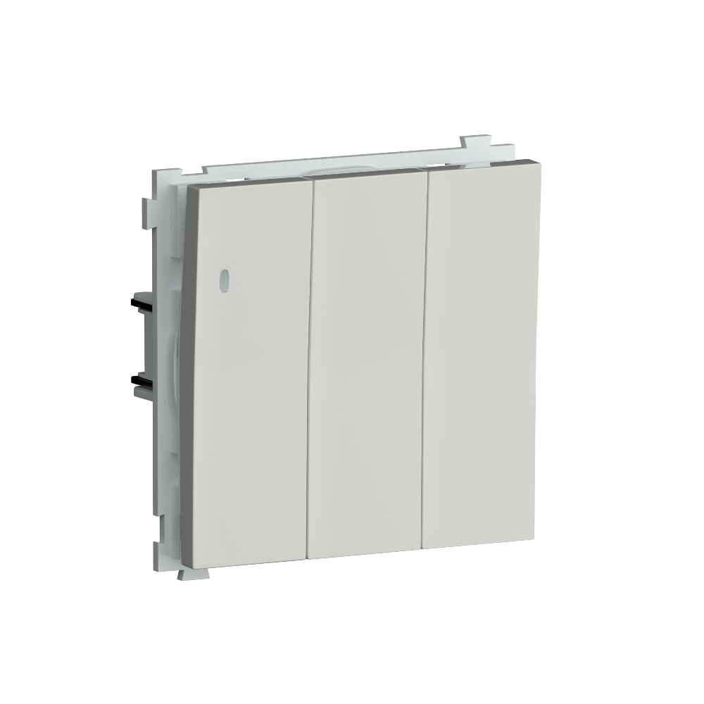 Выключатель трехклавишный встраиваемый Donel R98 с подсветкой Белый глянцевый DA03103-DA28303