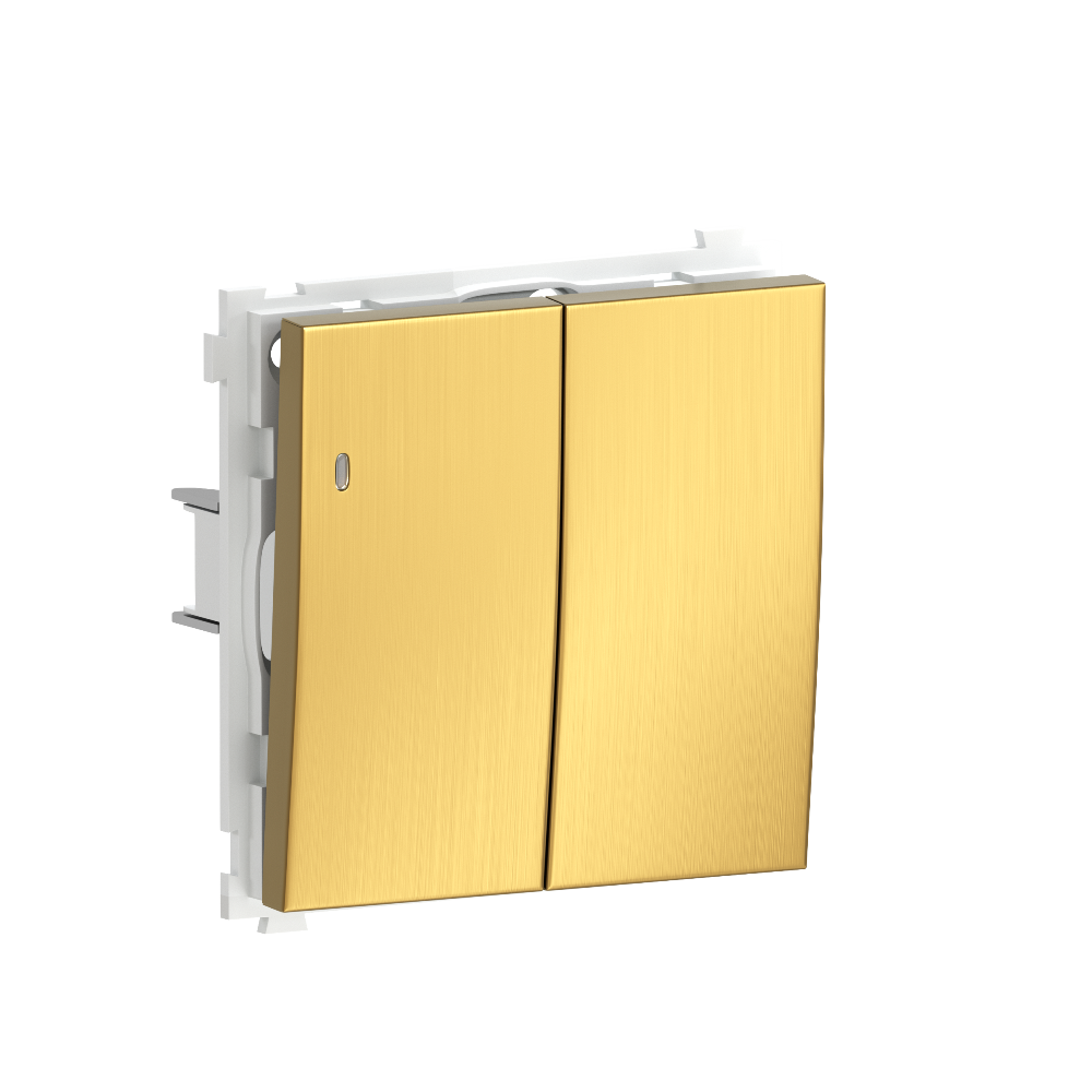 Выключатель двухклавишный встраиваемый Donel R98 Metal с подсветкой Золото матовое DA03105-DA285BR