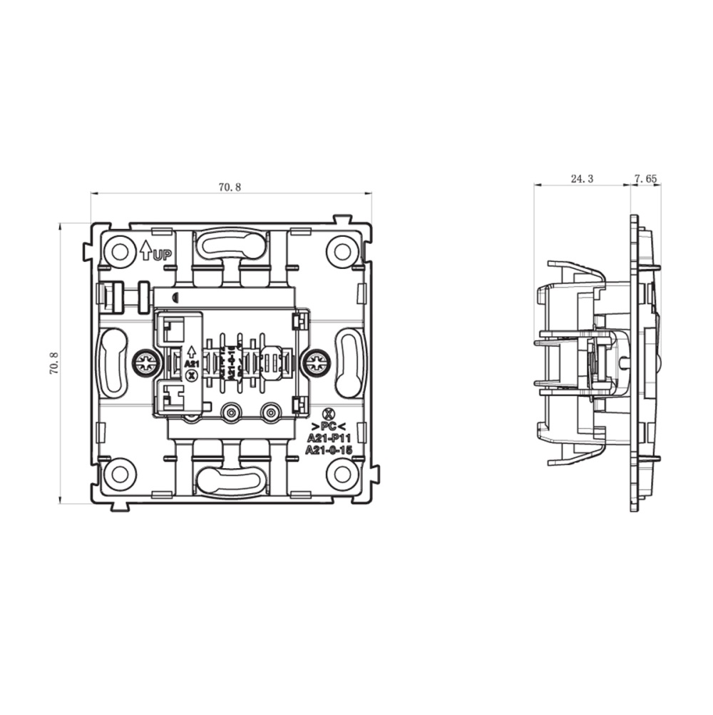 Выключатель одноклавишный встраиваемый звонковый Donel R98 Metal с подсветкой Латунь DA03151-DA290ME — изображение 7