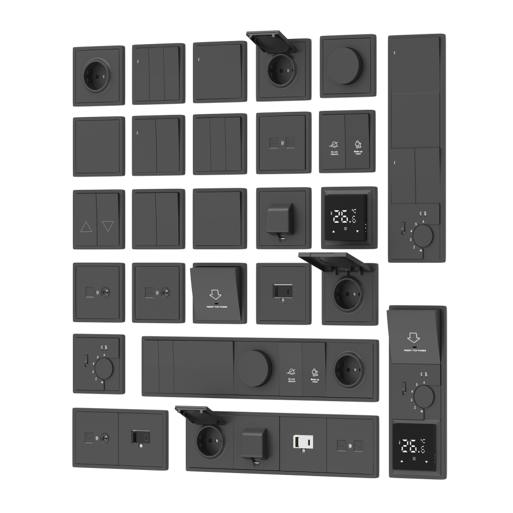 Выключатель двухклавишный встраиваемый Donel R98 Черный матовый DA10500-DA29528 — изображение 3