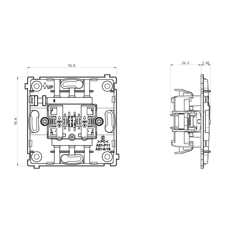 Выключатель двухклавишный встраиваемый Donel R98 Metal Золото матовое DA10500-DA295BR — изображение 7