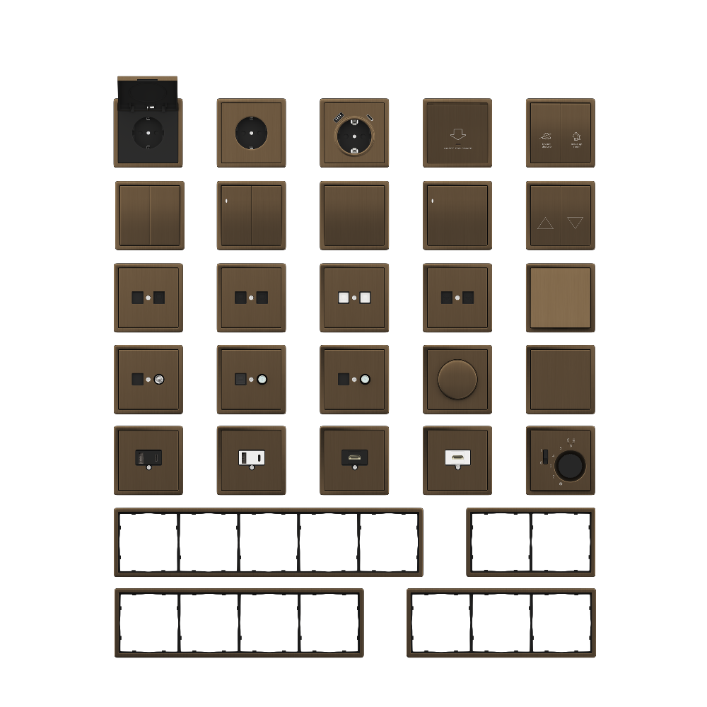 Выключатель двухклавишный встраиваемый Donel R98 Metal Латунь DA10500-DA295ME — изображение 3