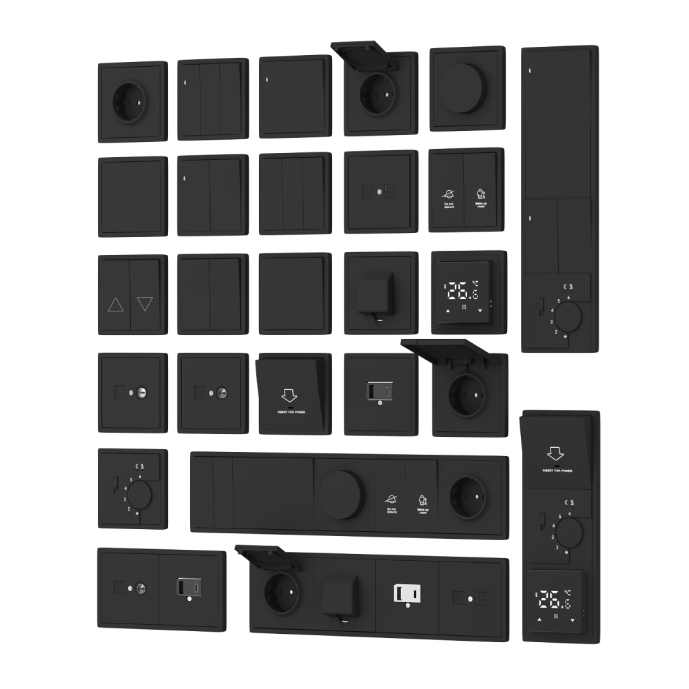 Выключатель двухклавишный встраиваемый перекрестный Donel R98 Карбон матовый DA10900-DA29530 — изображение 3