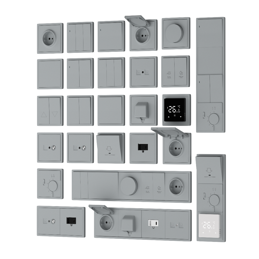 Выключатель двухклавишный встраиваемый перекрестный Donel R98 Серый матовый DA10900-DA29540 — изображение 3