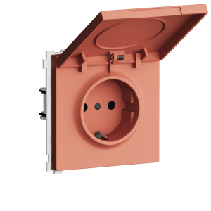 Розетка встраиваемая Donel R98 Schuko с крышкой и заземлением на винтах Коралл матовый DA18800-DA52045