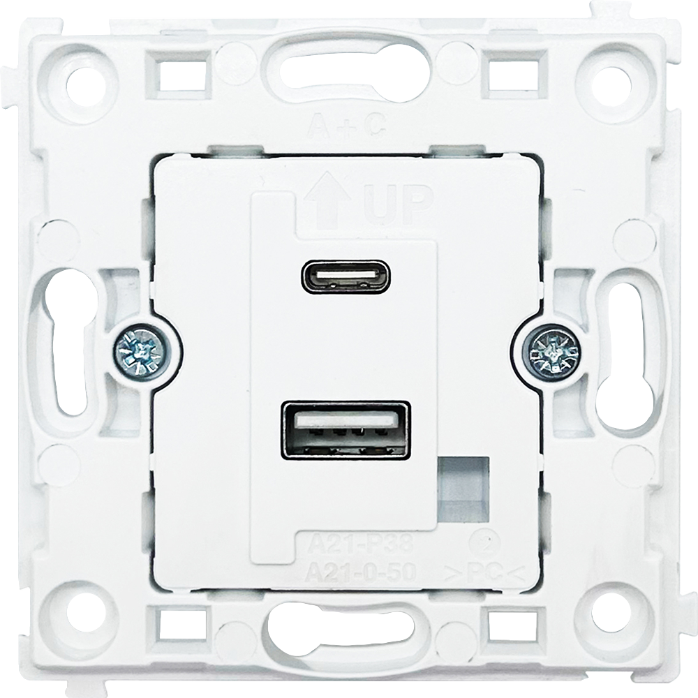 Розетка встраиваемая USB Donel R98 тип A+С быстрая зарядка Карбон матовый DA20400-DA27730 — изображение 4