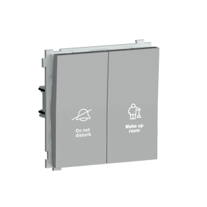 Выключатель двухклавишный встраиваемый Donel R98 с символами DND/MUR Алюминий матовый DA25800-DA88826