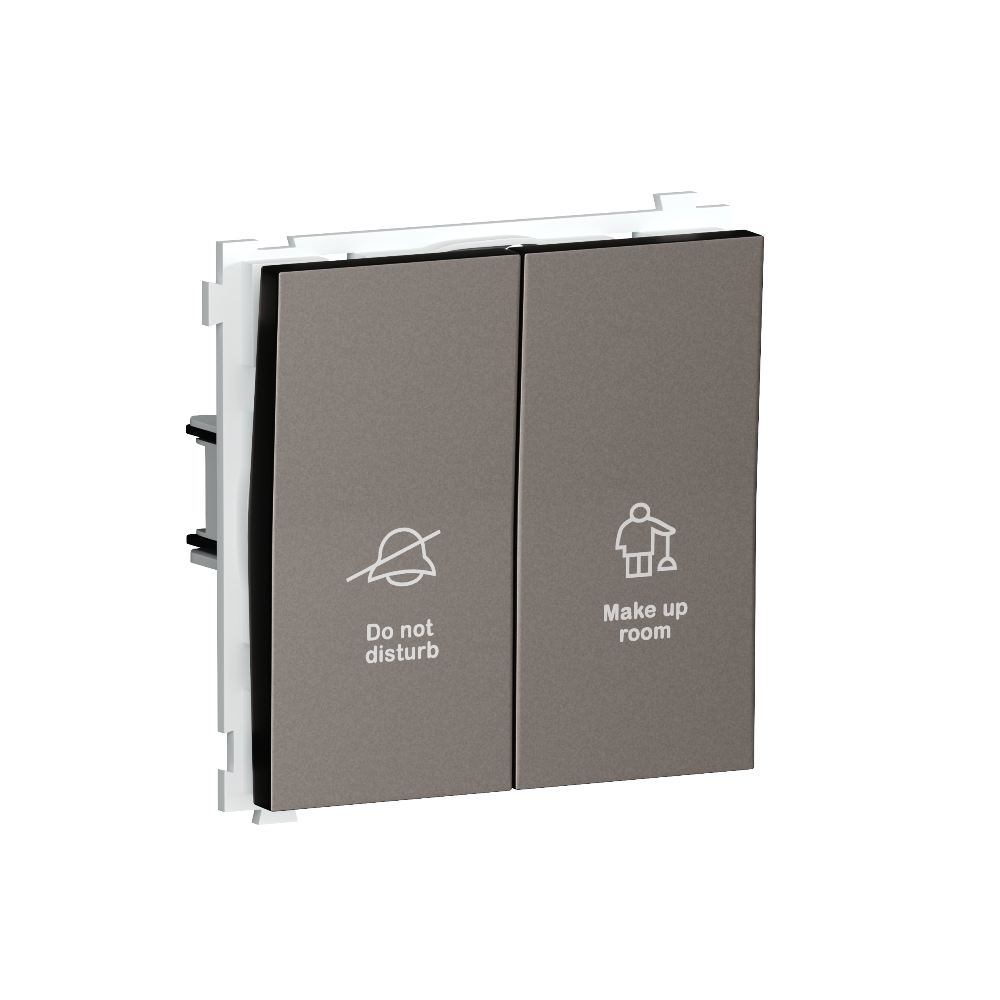 Выключатель двухклавишный встраиваемый Donel R98 с символами DND/MUR Сталь матовая DA25800-DA88837