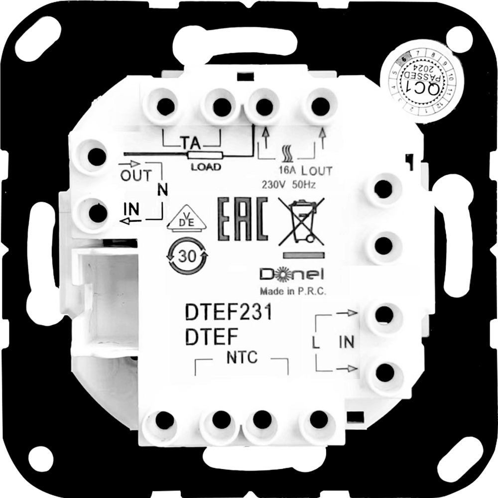 Терморегулятор механический Donel R98 с внешним датчиком пола Белый матовый DTEF231-DA14933 — изображение 3