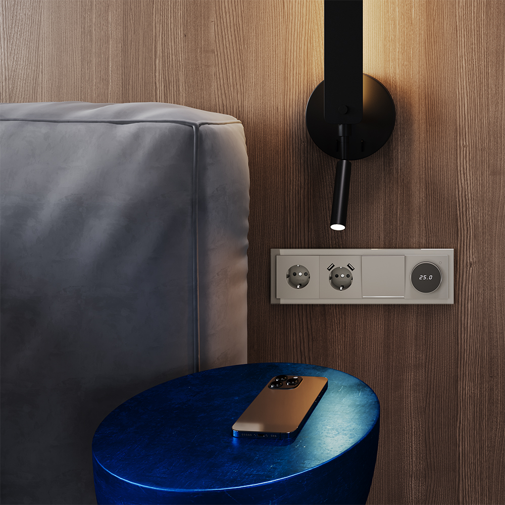 Выключатель одноклавишный встраиваемый Voltum S70 с подсветкой Кашемир VLS010203 — изображение 5