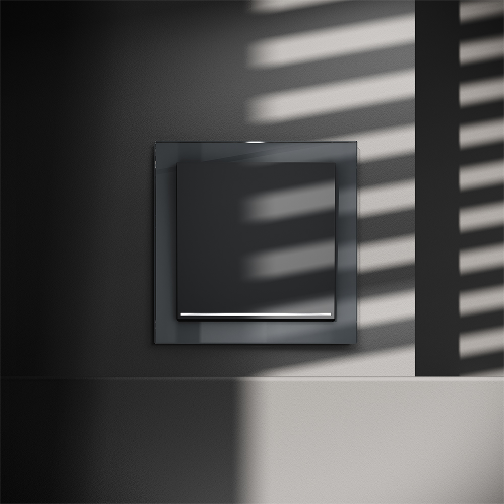 Выключатель одноклавишный встраиваемый Voltum S70 с подсветкой Графит VLS010207 — изображение 4