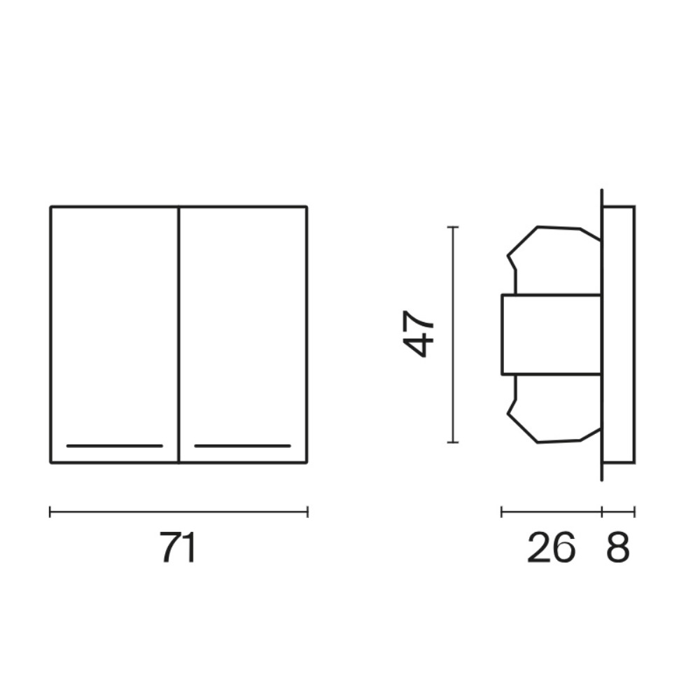 Выключатель двухклавишный встраиваемый Voltum S70 с подсветкой Черный матовый VLS020208 — изображение 6