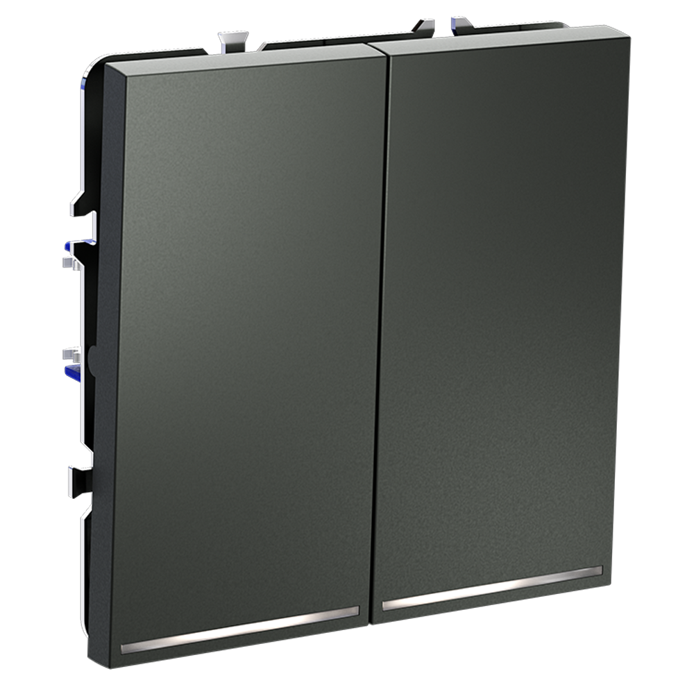 Выключатель двухклавишный встраиваемый Voltum S70 с подсветкой Титан VLS020206 — изображение 2