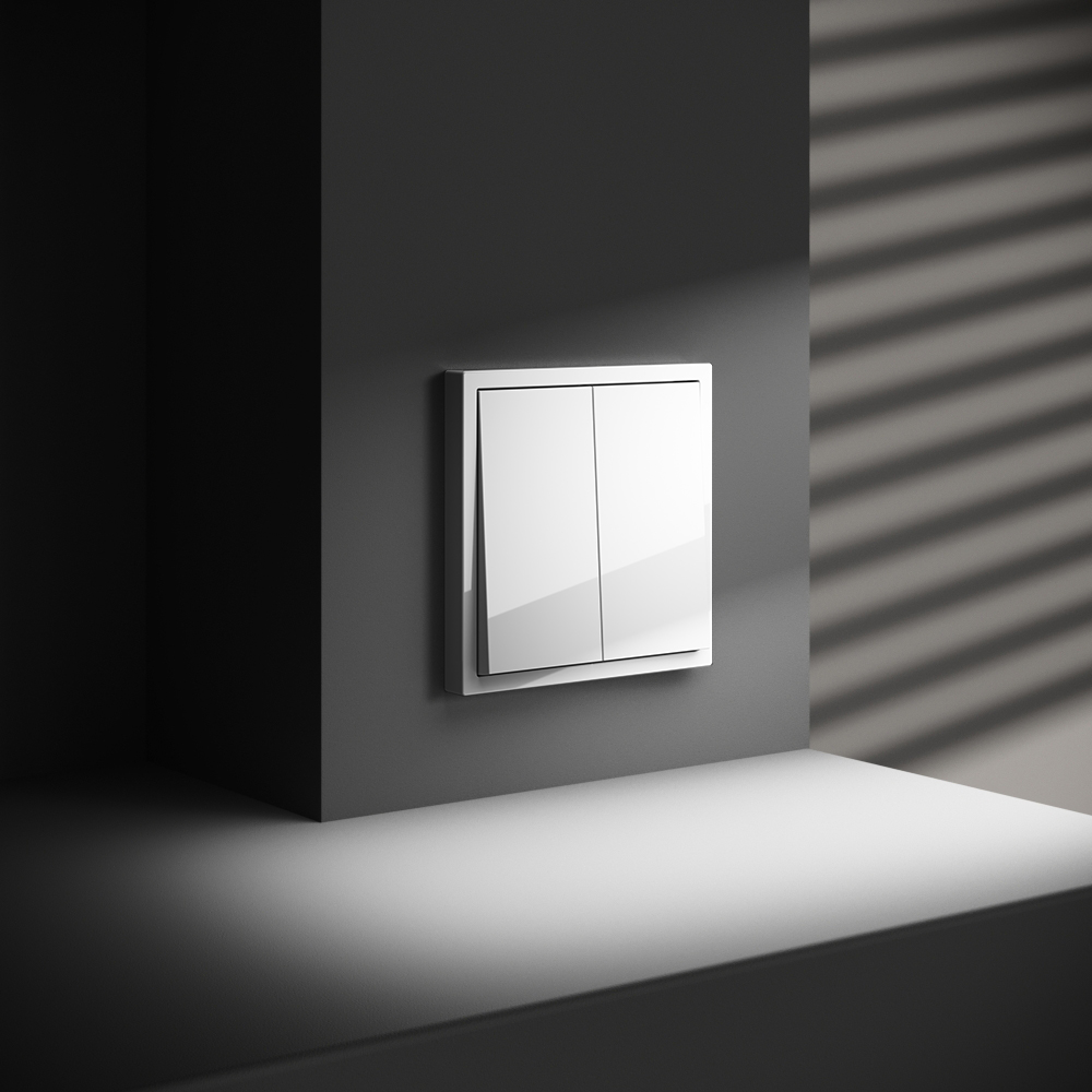 Выключатель двухклавишный встраиваемый проходной Voltum S70 Белый Глянцевый VLS020301 — изображение 4