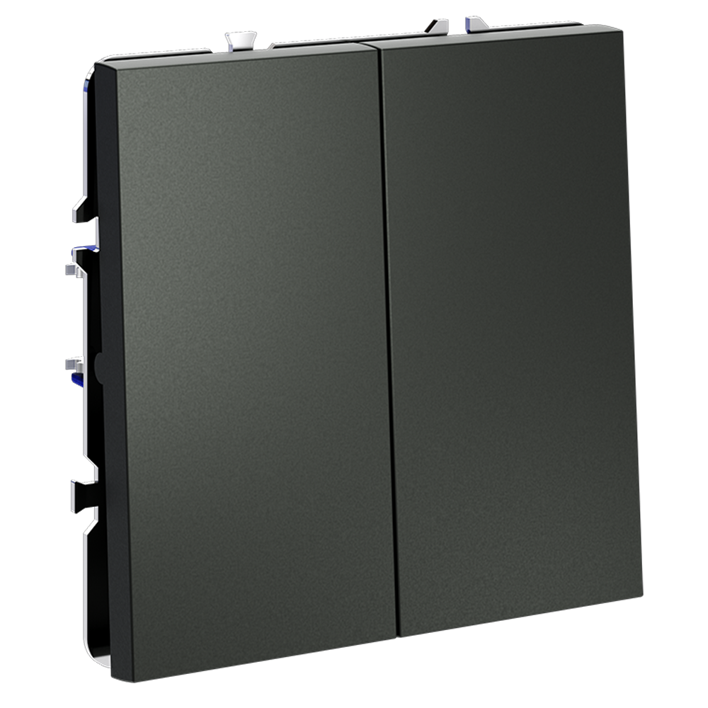 Выключатель двухклавишный встраиваемый проходной Voltum S70 Титан VLS020306 — изображение 2