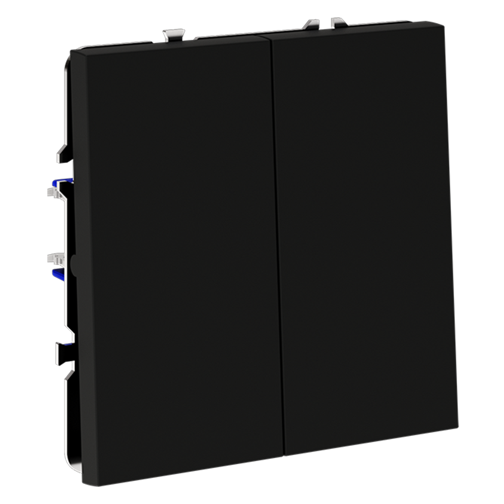 Выключатель двухклавишный встраиваемый проходной Voltum S70 Черный матовый VLS020308 — изображение 2