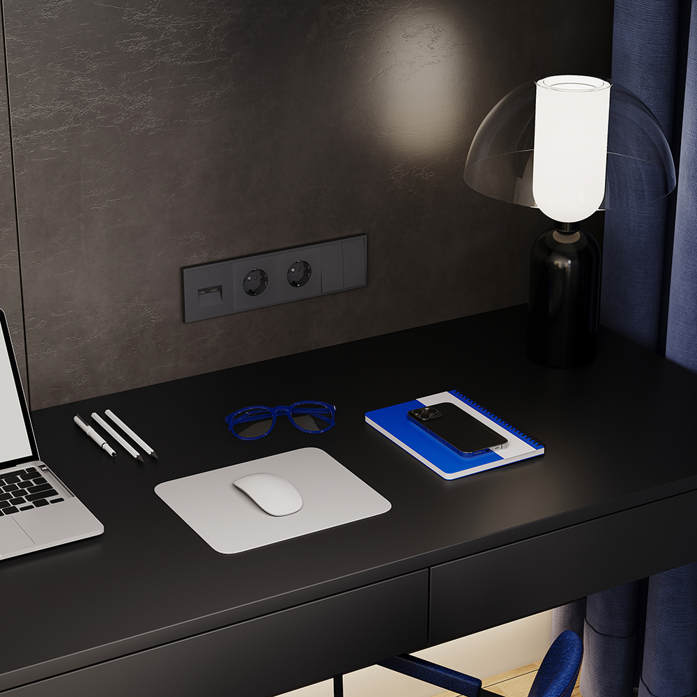 Рамка пластиковая Voltum S70 на 4 поста Графит глянцевый VLS100407 — изображение 3