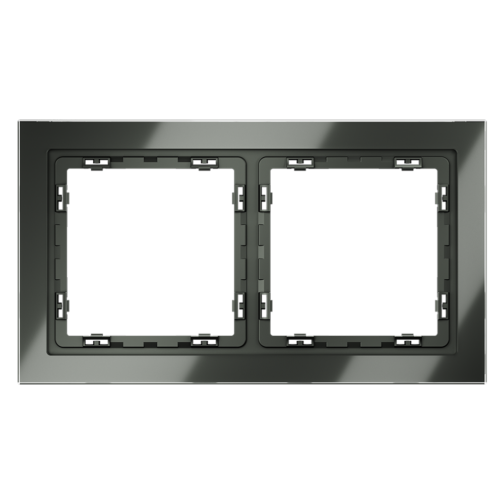 Рамка стеклянная Voltum S70 на 2 поста Титан глянцевый VLS110206