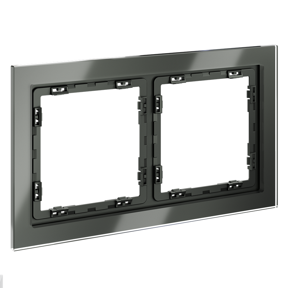Рамка стеклянная Voltum S70 на 2 поста Титан глянцевый VLS110206 — изображение 2