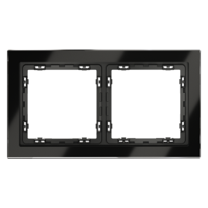 Рамка стеклянная Voltum S70 на 2 поста Черный глянцевый VLS110208