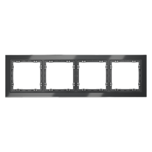 Рамка стеклянная Voltum S70 на 4 поста Графит глянцевый VLS110407
