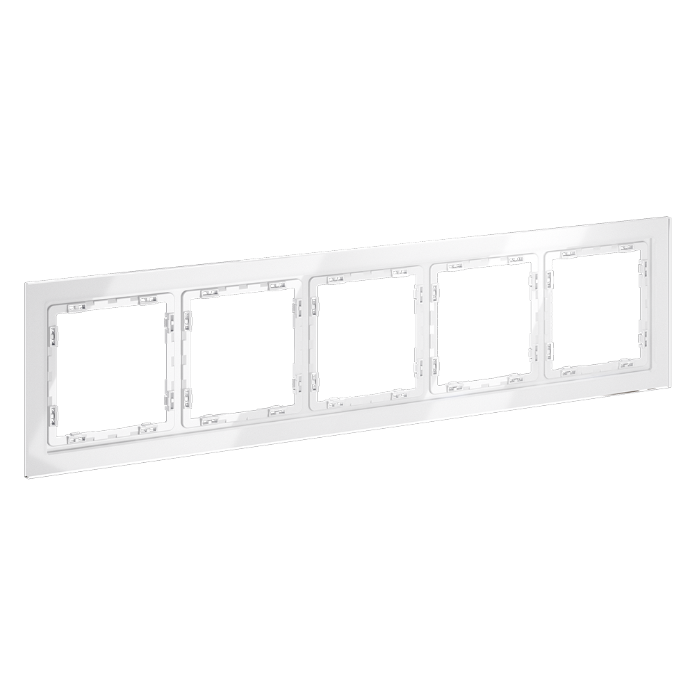 Рамка стеклянная Voltum S70 на 5 постов Белый глянцевый VLS110501 — изображение 2