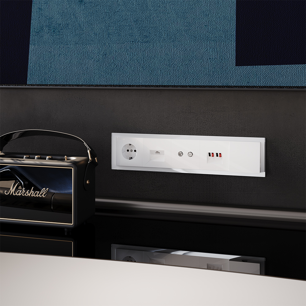 Рамка стеклянная Voltum S70 на 5 постов Белый глянцевый VLS110501 — изображение 3