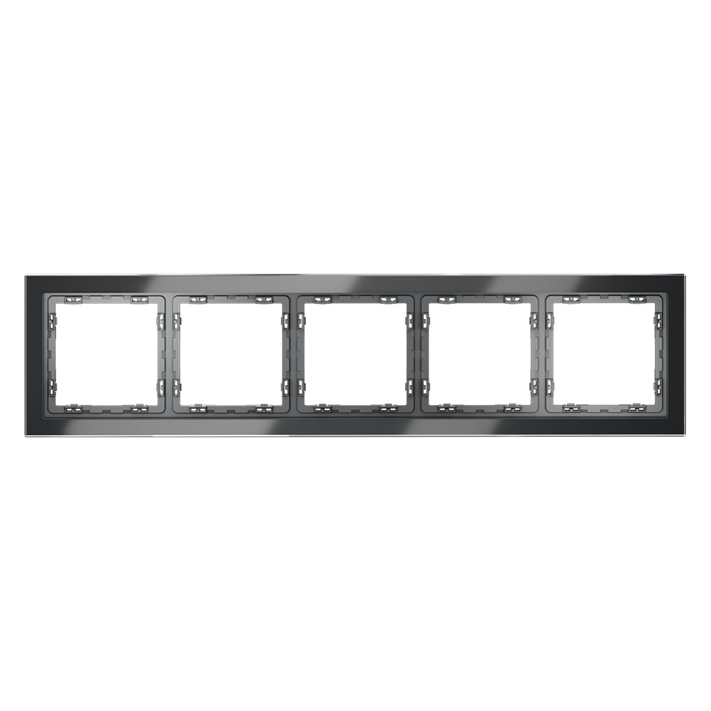 Рамка стеклянная Voltum S70 на 5 постов Графит глянцевый VLS110507